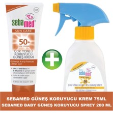 Sebamed  Baby Çok Yönlü Koruyucu Güneş Spreyi SPF50+ 200 ml  + Çok Yönlü Koruyucu Güneş Kremi Spf 50+  75 ml