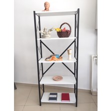 Ekomob Dekoratif 5 Raflı Metal Kitaplık Beyaz