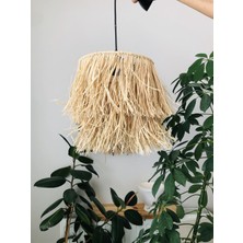 Hasır Dükkanı 3 Katlı Doğal Muz Lifi Rafya Avize