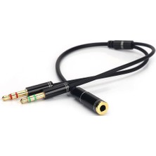 Aogo Kulaklık Mikrofon Ayırıcı Kablo Aparat 3.5mm Dişi 2x3.5mm Erkek Kulaklık Mic Audio Y Splitter Headphone