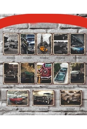 Hope Ahşap Poster Klasik Arabalar 13'lü