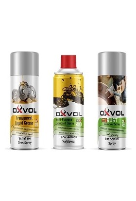 Oxvol Motorsiklet 3'lü Bakım Temizleme Kiti 200 ml Şeffaf Sıvı Gres Çok Amaçlı Yağlayıcı Pas Sökücü