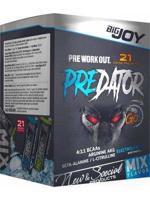 Bigjoy Sports Predator Preworkout Beta-Alanine L- Citrulline Tekli Mix Aroma 21 ad Sachet