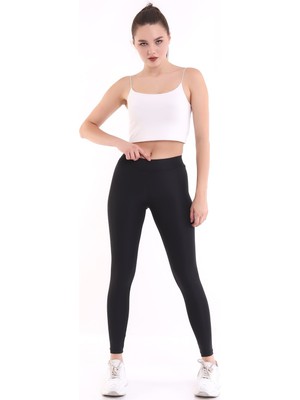 Self Clothing Kadın Siyah Yüksek Bel Dayanıklı Örme Kumaş Toparlayıcı Spor Tayt SLF1410