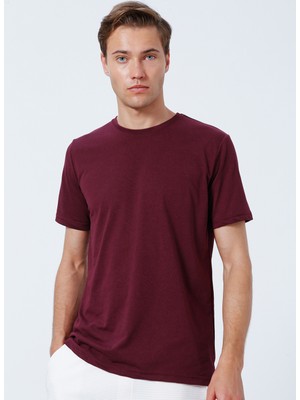 Süvari O Yaka Düz Kırmızı Erkek T-Shirt TS1014000239