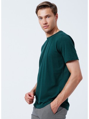 Süvari O Yaka Düz Haki Erkek T-Shirt TS1014000239
