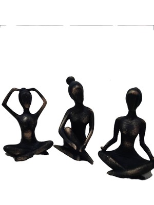 Demirler 3'lü Yoga Siyah Gold Biblo 20*8 -20*8-20*8 cm