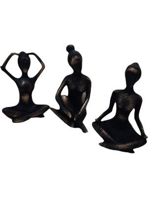 Demirler 3'lü Yoga Siyah Gold Biblo 20*8 -20*8-20*8 cm