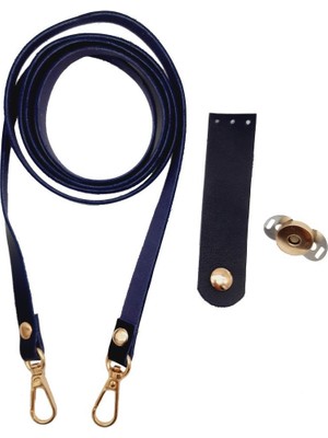 Angel Çanta Aksesuar Suni Deri Lacivert Cep Telefonu Seti Light Gold Metalli