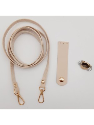 Angel Çanta Aksesuar Suni Deri Krem Cep Telefonu Seti Light Gold Metalli