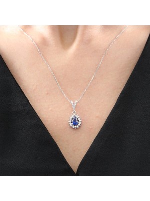 Mia Vento Pırlanta Montür Yağmur Tanesi Sentetik Safir Sadelik Mührü Gümüş Mini Set