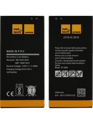 Nettech Samsung Galaxy J510 J5 2016 Uyumlu 3000 Mah Batarya