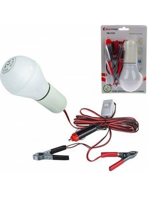 Starmax E-27 Duylu 12 Volt 5 Watt 4 Metre Kablolu Çok Amaçlı Seyyar LED Ampul