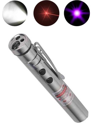 Kaizen Market Cep Boy LED Işık Fener + Ultraviyole Işık + Lazer Pointer (Pil Hediyeli)