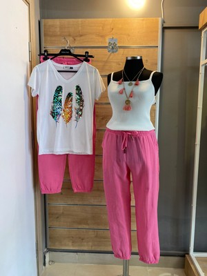 By Moda İnci Pamuk Keten Cepli Pantolon
