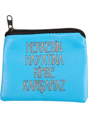 Cetinaccessories Mavi Herkesin Hayatına Kimse Tasarım Süet Bozuk Para Cüzdanı