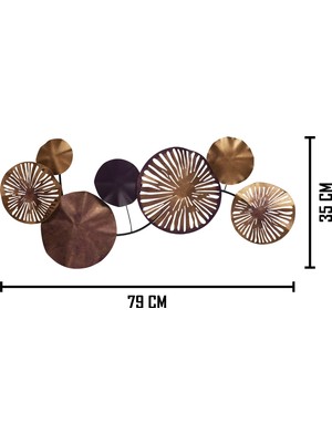 Muyika Design Muyika Leandro Metal  Tablo Ev Ofis Duvar Dekorasonu Bakır 79X35