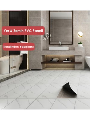 Renkli Duvarlar 60-30 cm Beyaz Mermer Desen Yapışkanlı Yer Duvar Pvc Döşeme Panel