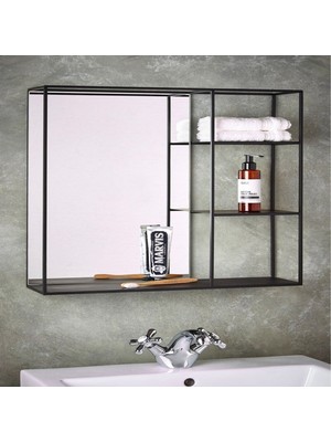 Merzana 50x55 cm Banyo Aynalı Metal Banyo Düzenleyici