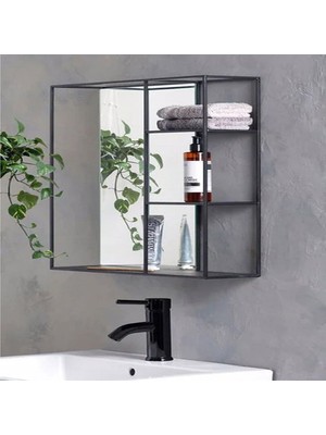 Merzana 50x55 cm Banyo Aynalı Metal Banyo Düzenleyici