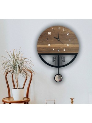 STE Desing Sarkaçlı Ahşap Duvar Saati,sarkaçlı Saat, Duvar Saati, Wooden Wall Clock (Tiktak Sesli)