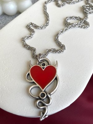 Dukkandesign Snake Devil Heart Red Kolye