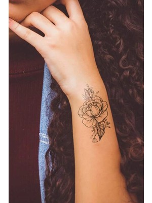 Flash Tattoos Roseni Siyah Gül Desenli Geçici Dövme Seti 8 Adet 14cm x 21cm