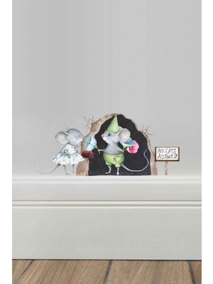 Kt Grup Sevimli Fare Ailesi Dekoratif Duvar Sticker