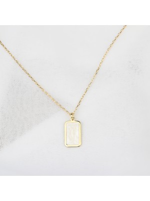 Glorria Gümüş Sedefli Geo Kolye