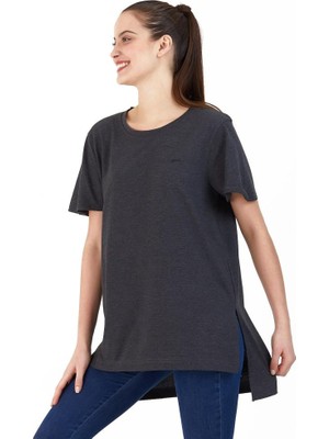 Slazenger Merılyn Kadın T-Shirt Koyu Gri Kadın Tişört Gri Koyu Gri Uzun Tişört