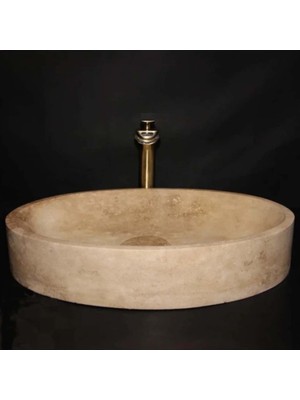 Sipahi Marble Traverten Gizli Giderli Oval Tasarım Lavabo