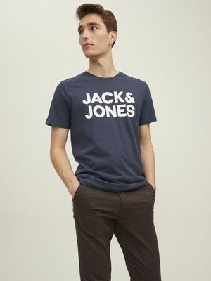 Jack & Jones Bisiklet Yaka Logo Baskili Tisört-12151955