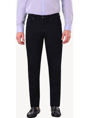 Erkek Lacivert  Slim Fit Kanvas Pantolon