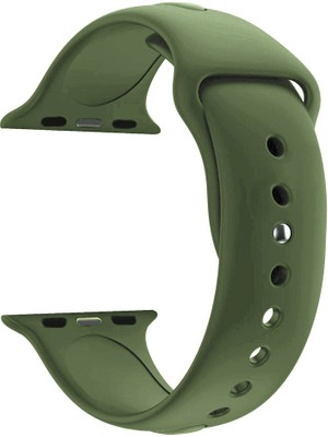 Markacase Apple Watch Se Için 40 mm Small Beden(S/m Size) Spor Silikon Kordon(54 Farklı Renk) Asker Yeşili