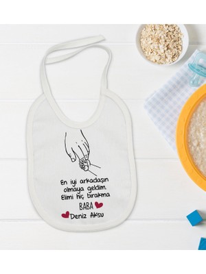 Bk Kids Kişiye Özel En Iyi Arkadaşın Olmaya Geldim Tasarımlı Bebek Mama Önlüğü - Model 1