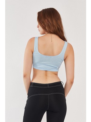 Nalu Açık Mavi %100 Pamuk Basic Crop Top