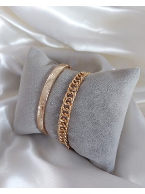 Bers Aksesuar Kadın Altın Kaplama Kararmaz Kombin Bileklik