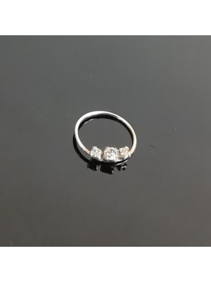 Bylin 925 Ayar Gümüş Üç Su Taşı Halka Hızma - 1 Adet