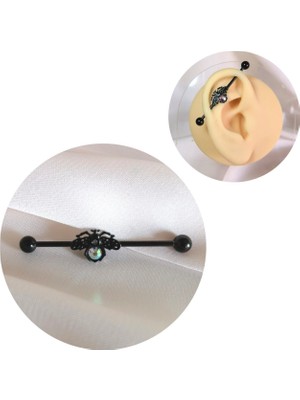 Bylin Cerrahi Çelik Siyah Böcek Köprü Piercing- Bar Uzunluğu 38 Mm- 1 Adet