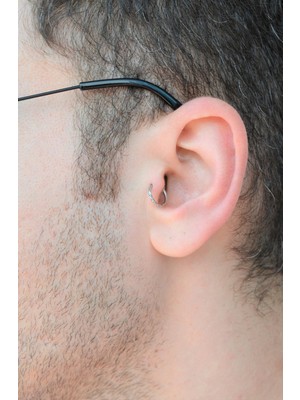 Sacce Scarves&Accessories Erkek Çelik Halka Piercing Tragus Helix Kıkırdak 8 mm Gümüş Renk