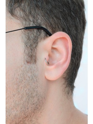 Sacce Scarves&Accessories Erkek Çelik Halka Piercing Tragus Helix Kıkırdak 8 mm Gümüş Renk