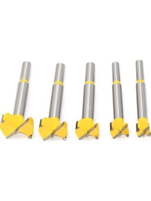 Combat 5 Parça Menteşe Mumluk Açma Freze Matkap Uç Set Plastik Kutu Hediye 15 20 25 30 35 mm