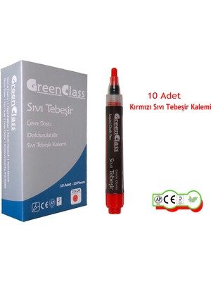 Green Class Sıvı  Tebeşir  Kalemi-Kırmızı-10’ Lu