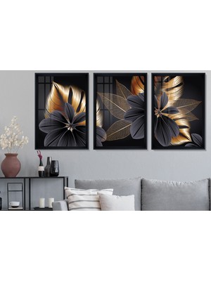 Çerçeve Home Black Copper Plant Leaf Çerçeve Seti
