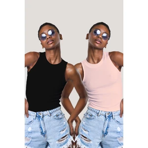 Kadın Halter Yaka Fitilli 2'li Paket Crop Bluz
