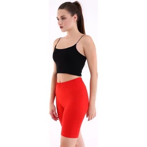 Self Clothing Kadın Kırmızı Penye Kumaş Yüksek Bel Kısa Tayt SLF1295