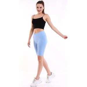 Self Clothing Kadın Boncuk Mavi Penye Kumaş Yüksek Bel Kısa Tayt SLF1295