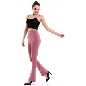 Self Clothing Kadın Gül Kurusu Yüksek Bel Fitilli Dayanıklı Örme Kumaş Toparlayıcı Ispanyol Paça Tayt SLF1419