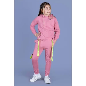 Toontoy Kids Toontoy Kız Çocuk Reglan Kol Şerit Detaylı Baskılı Takım