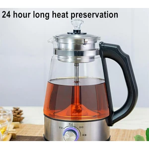 220 V 1l Isıya Dayanıklı Cam Çaydanlık Su Isıtıcısı Kahve Çay Makinesi Siyah Pu 'er Otomatik Steam Sprey Çaydanı ile Ab / Uk Güç Kablosu | Elektrikli Su Isıtıcılar